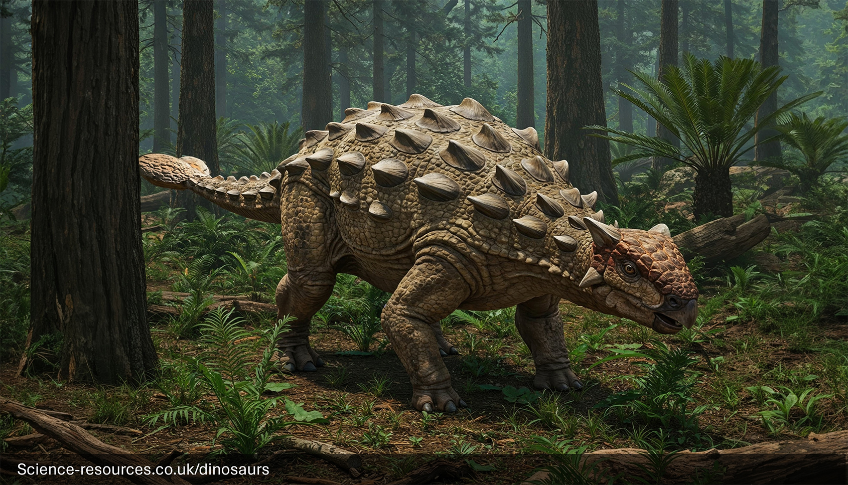 An Ankylosaurus with a club tail